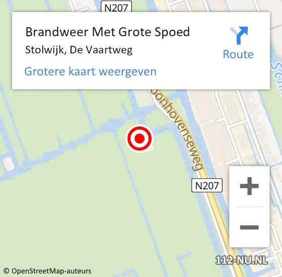 Locatie op kaart van de 112 melding: Brandweer Met Grote Spoed Naar Stolwijk, De Vaartweg op 1 april 2024 15:41