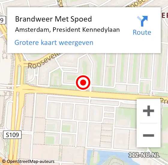 Locatie op kaart van de 112 melding: Brandweer Met Spoed Naar Amsterdam, President Kennedylaan op 1 april 2024 16:27