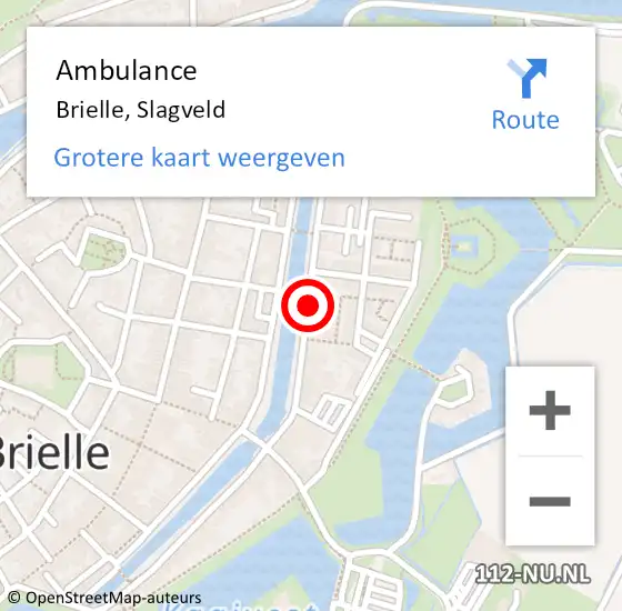 Locatie op kaart van de 112 melding: Ambulance Brielle, Slagveld op 1 april 2024 16:31