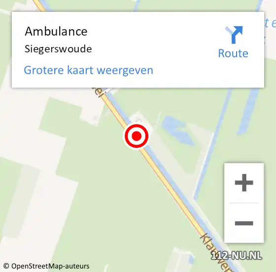 Locatie op kaart van de 112 melding: Ambulance Siegerswoude op 1 april 2024 16:38
