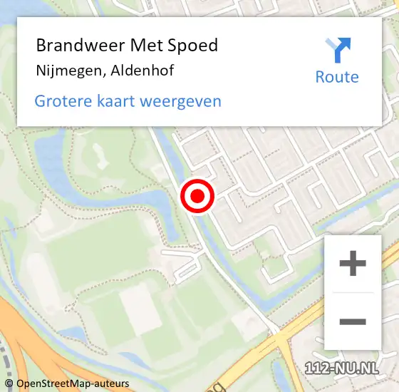Locatie op kaart van de 112 melding: Brandweer Met Spoed Naar Nijmegen, Aldenhof op 1 april 2024 17:36
