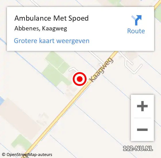 Locatie op kaart van de 112 melding: Ambulance Met Spoed Naar Abbenes, Kaagweg op 1 april 2024 17:50