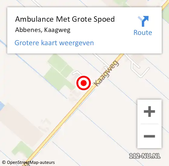Locatie op kaart van de 112 melding: Ambulance Met Grote Spoed Naar Abbenes, Kaagweg op 1 april 2024 17:53