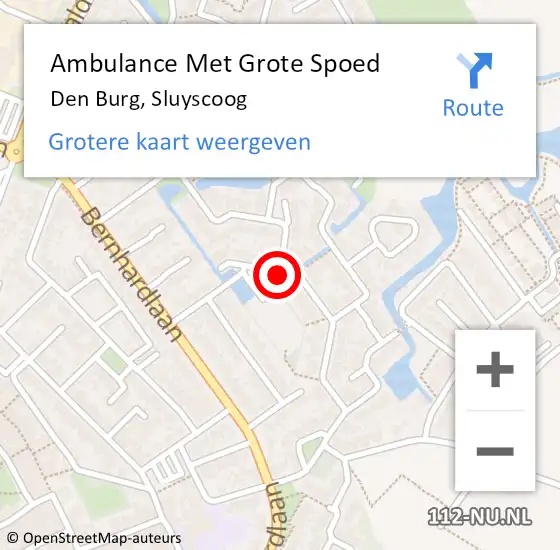 Locatie op kaart van de 112 melding: Ambulance Met Grote Spoed Naar Den Burg, Sluyscoog op 1 april 2024 18:04