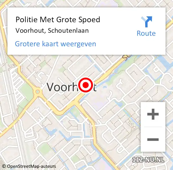Locatie op kaart van de 112 melding: Politie Met Grote Spoed Naar Voorhout, Schoutenlaan op 1 april 2024 18:04