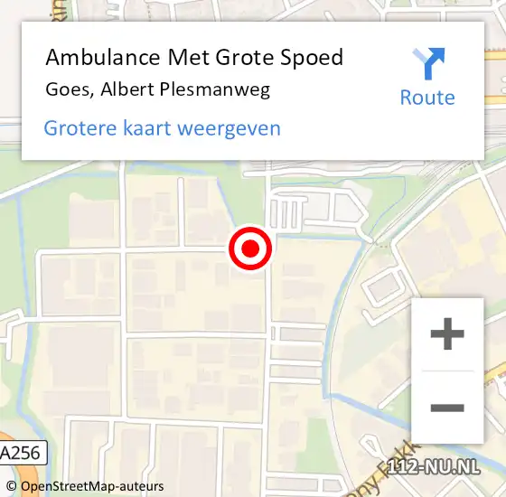 Locatie op kaart van de 112 melding: Ambulance Met Grote Spoed Naar Goes, Albert Plesmanweg op 1 oktober 2014 02:35