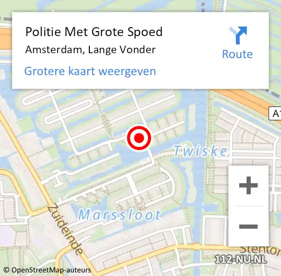 Locatie op kaart van de 112 melding: Politie Met Grote Spoed Naar Amsterdam, Lange Vonder op 1 april 2024 19:09