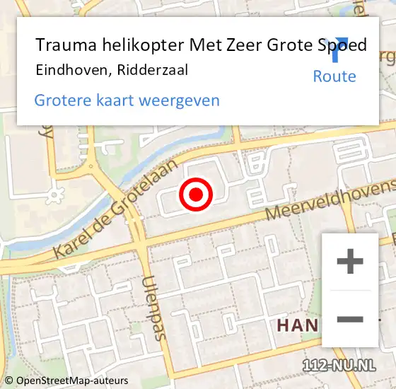 Locatie op kaart van de 112 melding: Trauma helikopter Met Zeer Grote Spoed Naar Eindhoven, Ridderzaal op 1 april 2024 19:20