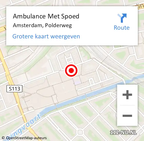 Locatie op kaart van de 112 melding: Ambulance Met Spoed Naar Amsterdam, Polderweg op 1 april 2024 19:28