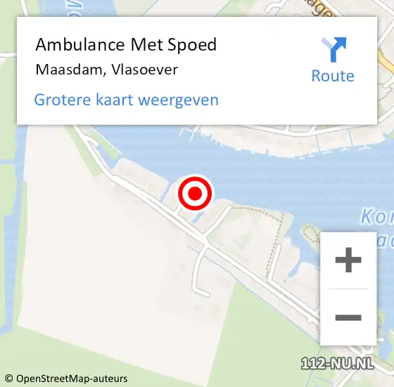 Locatie op kaart van de 112 melding: Ambulance Met Spoed Naar Maasdam, Vlasoever op 1 april 2024 20:35