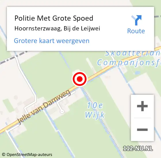 Locatie op kaart van de 112 melding: Politie Met Grote Spoed Naar Hoornsterzwaag, Bij de Leijwei op 1 april 2024 20:42