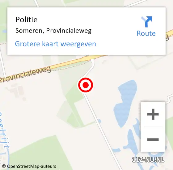 Locatie op kaart van de 112 melding: Politie Someren, Provincialeweg op 1 april 2024 20:43