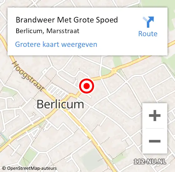 Locatie op kaart van de 112 melding: Brandweer Met Grote Spoed Naar Berlicum, Marsstraat op 1 april 2024 20:49