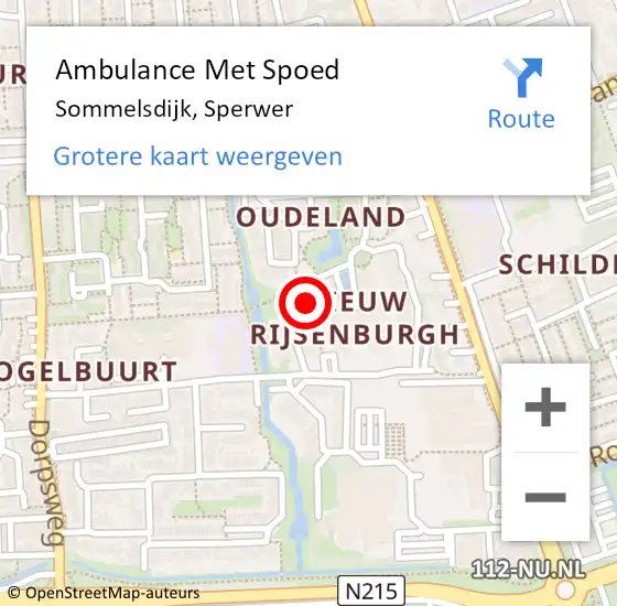 Locatie op kaart van de 112 melding: Ambulance Met Spoed Naar Sommelsdijk, Sperwer op 1 april 2024 21:05