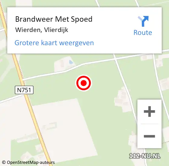 Locatie op kaart van de 112 melding: Brandweer Met Spoed Naar Wierden, Vlierdijk op 1 april 2024 21:09