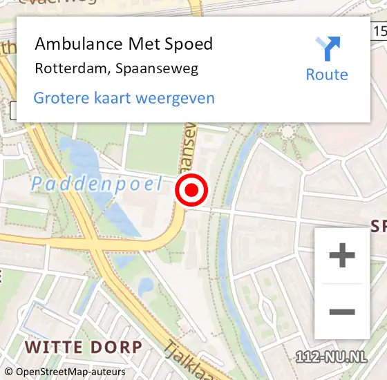 Locatie op kaart van de 112 melding: Ambulance Met Spoed Naar Rotterdam, Spaanseweg op 1 april 2024 21:39
