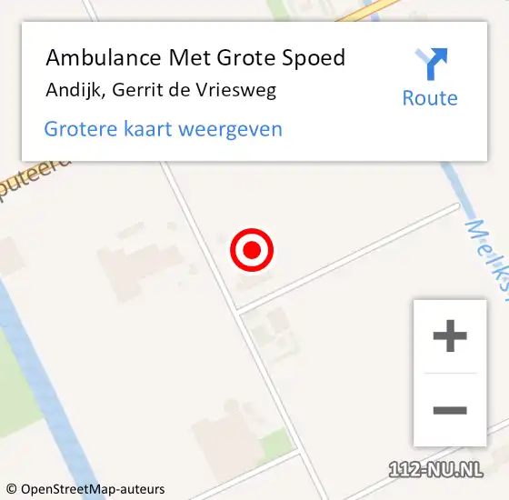 Locatie op kaart van de 112 melding: Ambulance Met Grote Spoed Naar Andijk, Gerrit de Vriesweg op 1 april 2024 22:29