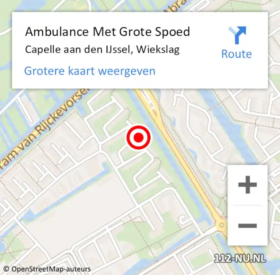 Locatie op kaart van de 112 melding: Ambulance Met Grote Spoed Naar Capelle aan den IJssel, Wiekslag op 2 april 2024 01:24