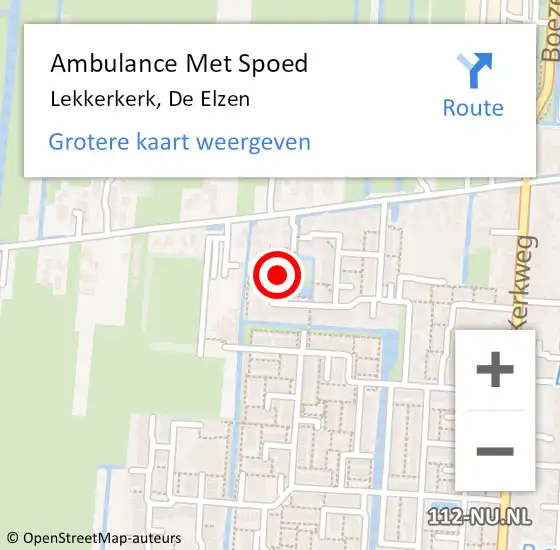 Locatie op kaart van de 112 melding: Ambulance Met Spoed Naar Lekkerkerk, De Elzen op 2 april 2024 02:56