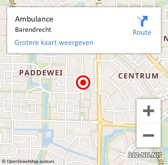 Locatie op kaart van de 112 melding: Ambulance Barendrecht op 2 april 2024 04:16
