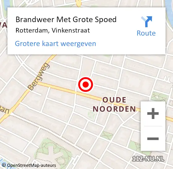 Locatie op kaart van de 112 melding: Brandweer Met Grote Spoed Naar Rotterdam, Vinkenstraat op 2 april 2024 04:38