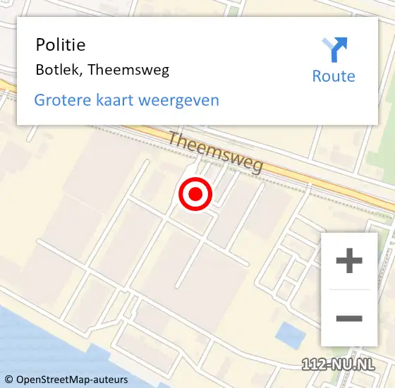 Locatie op kaart van de 112 melding: Politie Botlek, Theemsweg op 2 april 2024 06:55