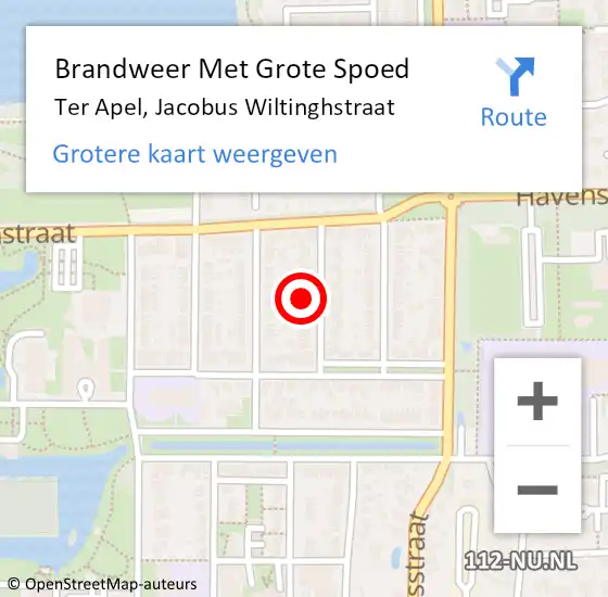 Locatie op kaart van de 112 melding: Brandweer Met Grote Spoed Naar Ter Apel, Jacobus Wiltinghstraat op 2 april 2024 08:13