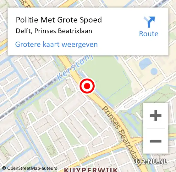 Locatie op kaart van de 112 melding: Politie Met Grote Spoed Naar Delft, Prinses Beatrixlaan op 2 april 2024 08:38