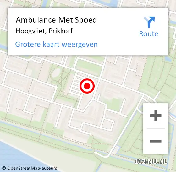Locatie op kaart van de 112 melding: Ambulance Met Spoed Naar Hoogvliet, Prikkorf op 2 april 2024 08:39