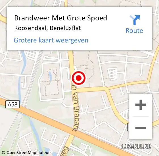 Locatie op kaart van de 112 melding: Brandweer Met Grote Spoed Naar Roosendaal, Beneluxflat op 2 april 2024 09:06