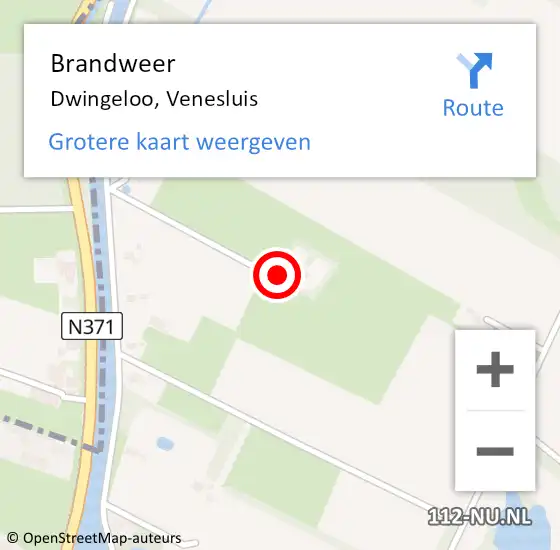 Locatie op kaart van de 112 melding: Brandweer Dwingeloo, Venesluis op 2 april 2024 09:21
