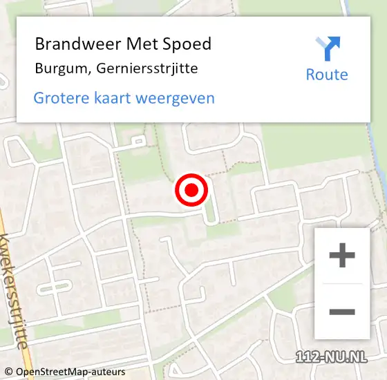 Locatie op kaart van de 112 melding: Brandweer Met Spoed Naar Burgum, Gerniersstrjitte op 2 april 2024 09:27