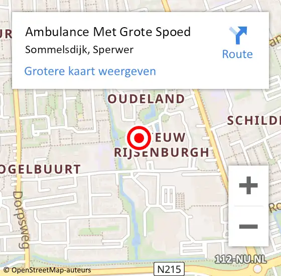 Locatie op kaart van de 112 melding: Ambulance Met Grote Spoed Naar Sommelsdijk, Sperwer op 2 april 2024 10:41