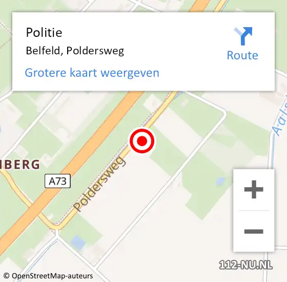 Locatie op kaart van de 112 melding: Politie Belfeld, Poldersweg op 2 april 2024 11:52