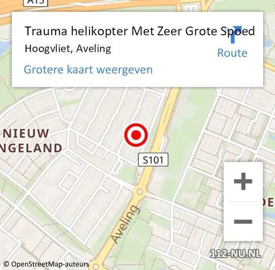 Locatie op kaart van de 112 melding: Trauma helikopter Met Zeer Grote Spoed Naar Hoogvliet, Aveling op 2 april 2024 12:00