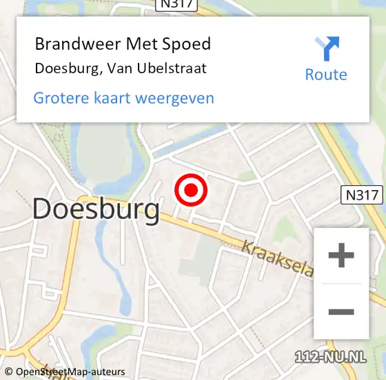 Locatie op kaart van de 112 melding: Brandweer Met Spoed Naar Doesburg, Van Ubelstraat op 2 april 2024 12:59