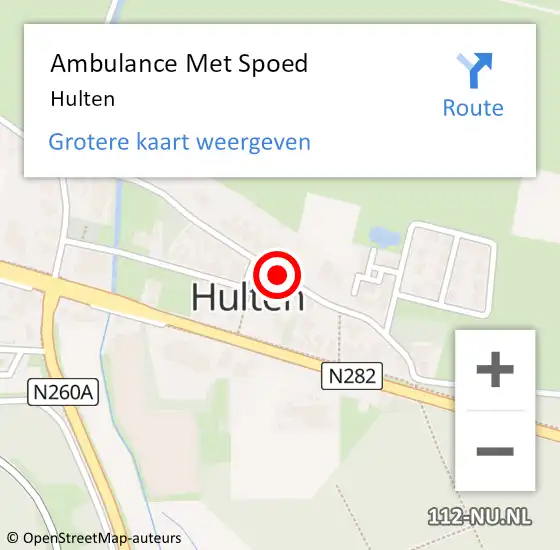 Locatie op kaart van de 112 melding: Ambulance Met Spoed Naar Hulten op 2 april 2024 13:12