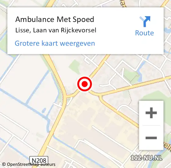 Locatie op kaart van de 112 melding: Ambulance Met Spoed Naar Lisse, Laan van Rijckevorsel op 2 april 2024 13:16