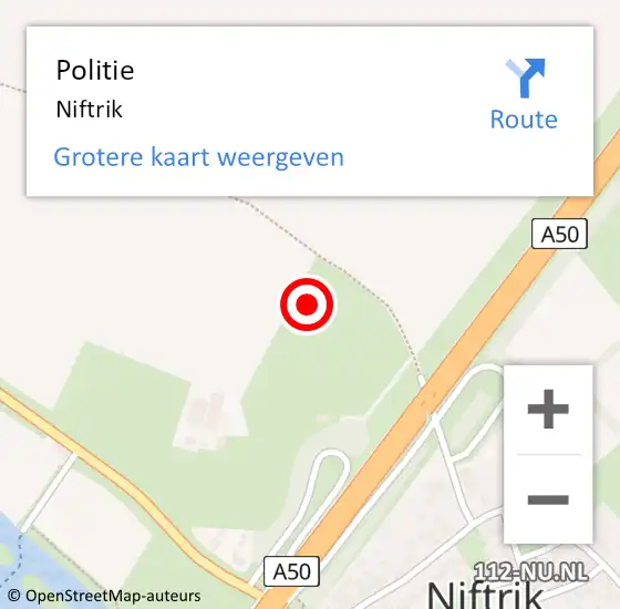 Locatie op kaart van de 112 melding: Politie Niftrik op 2 april 2024 13:28