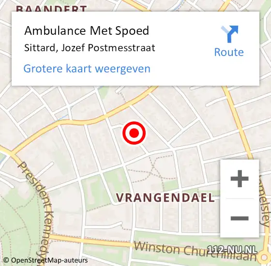 Locatie op kaart van de 112 melding: Ambulance Met Spoed Naar Sittard, Jozef Postmesstraat op 2 april 2024 13:33