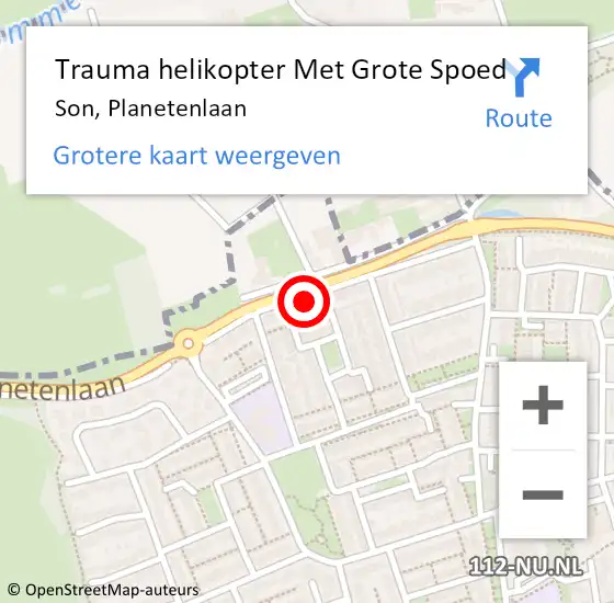 Locatie op kaart van de 112 melding: Trauma helikopter Met Grote Spoed Naar Son, Planetenlaan op 2 april 2024 13:42