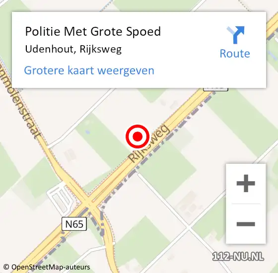 Locatie op kaart van de 112 melding: Politie Met Grote Spoed Naar Udenhout, Rijksweg op 2 april 2024 13:56