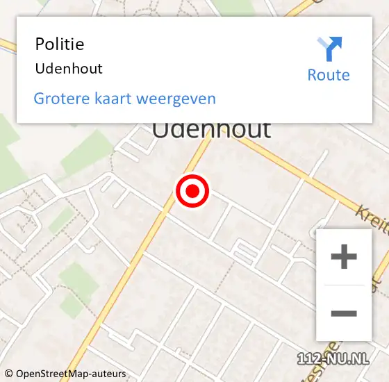 Locatie op kaart van de 112 melding: Politie Udenhout op 2 april 2024 13:56