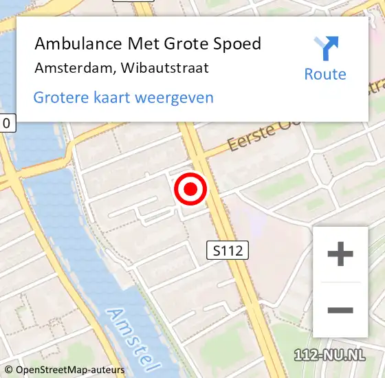Locatie op kaart van de 112 melding: Ambulance Met Grote Spoed Naar Amsterdam, Wibautstraat op 2 april 2024 14:05