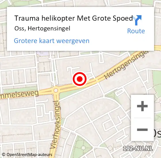 Locatie op kaart van de 112 melding: Trauma helikopter Met Grote Spoed Naar Oss, Hertogensingel op 2 april 2024 14:18