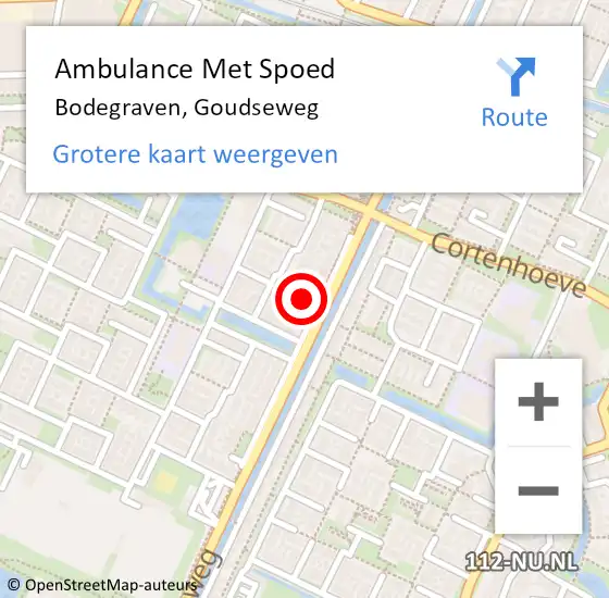 Locatie op kaart van de 112 melding: Ambulance Met Spoed Naar Bodegraven, Goudseweg op 2 april 2024 14:23
