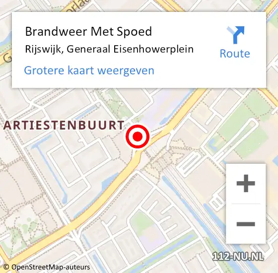 Locatie op kaart van de 112 melding: Brandweer Met Spoed Naar Rijswijk, Generaal Eisenhowerplein op 2 april 2024 14:30