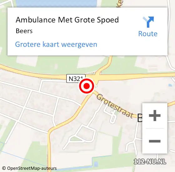Locatie op kaart van de 112 melding: Ambulance Met Grote Spoed Naar Beers op 2 april 2024 14:40