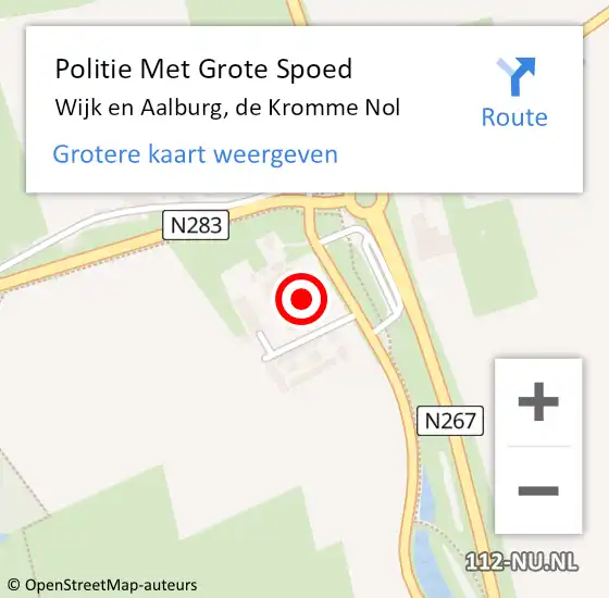 Locatie op kaart van de 112 melding: Politie Met Grote Spoed Naar Wijk en Aalburg, de Kromme Nol op 2 april 2024 15:06