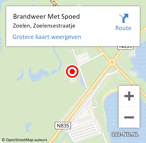 Locatie op kaart van de 112 melding: Brandweer Met Spoed Naar Zoelen, Zoelensestraatje op 2 april 2024 15:47